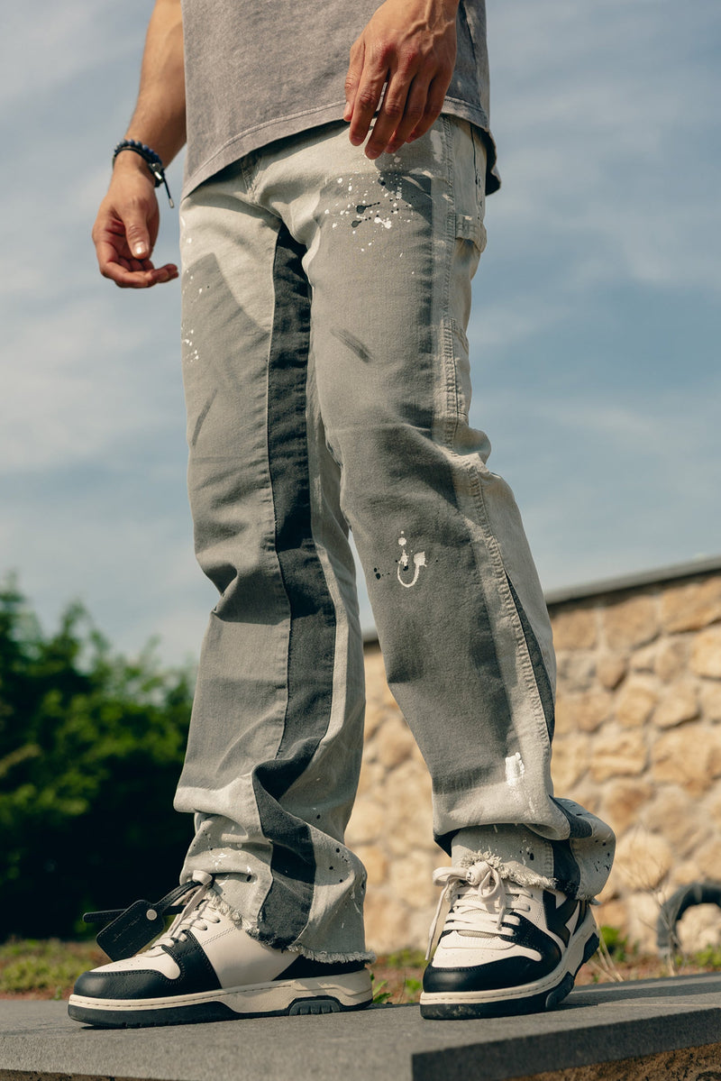 Paint Splatter Denim Jeans - Grey