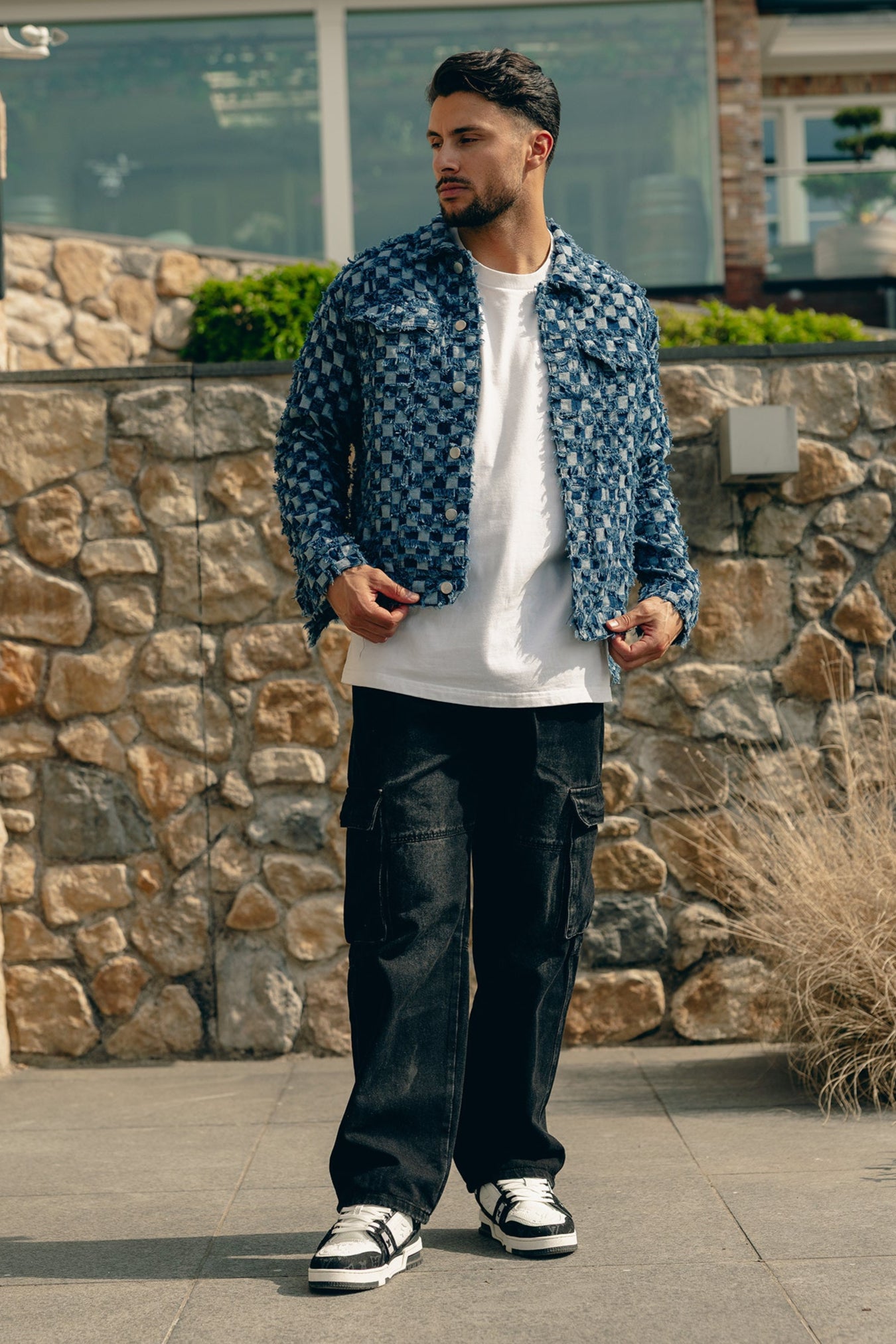 Plaid Denim Jacket - Blue