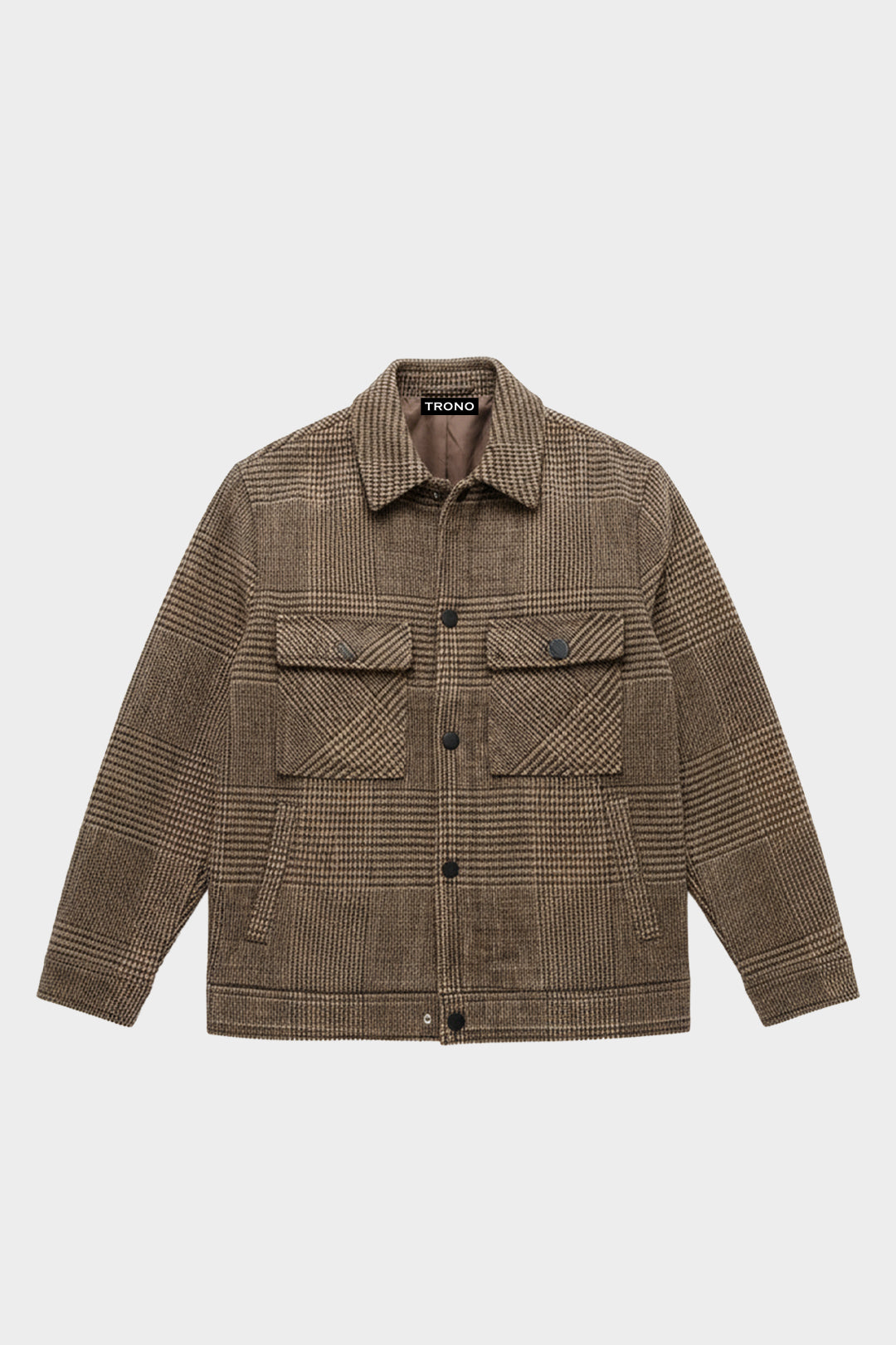 Tweed Wool Checkered Jacket - Khaki