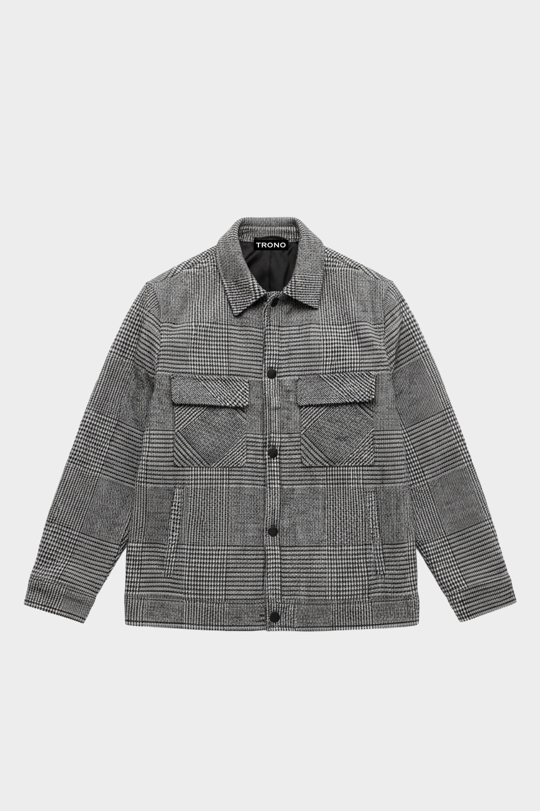 Tweed Wool Checkered Jacket - Black