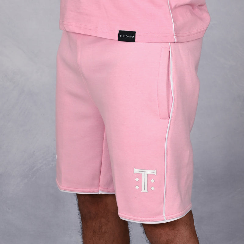 Roze loungeshort met witte bies