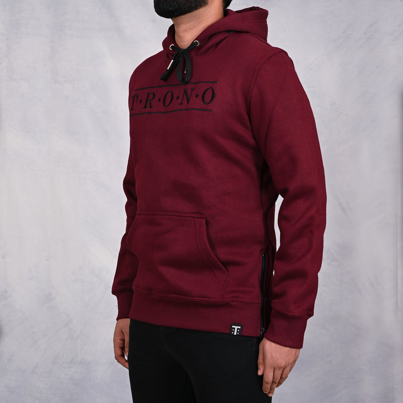 Burgundy Hoodie with Black Diamond Embroidered Hood