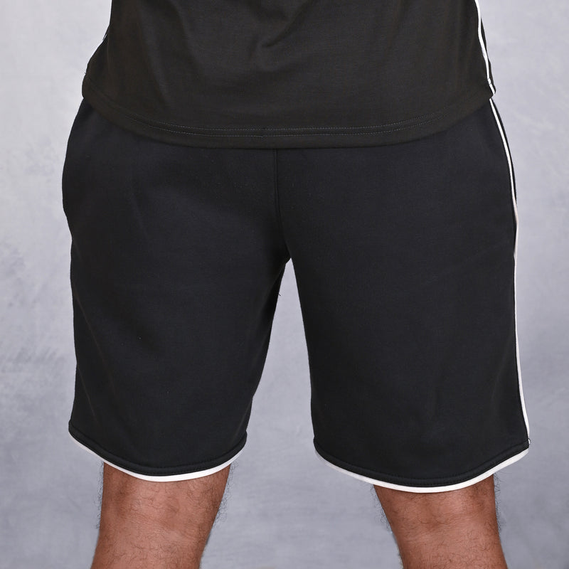 Dark Grey Lounging Shorts with White Piping