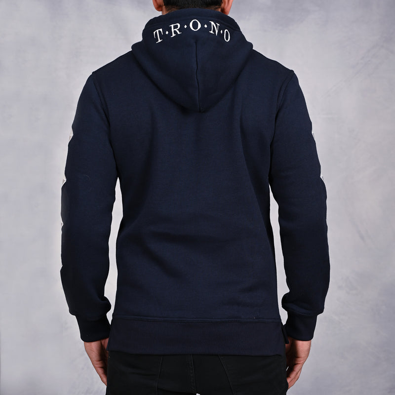 Navy Hoodie with Diamond Embroidered Sleeves