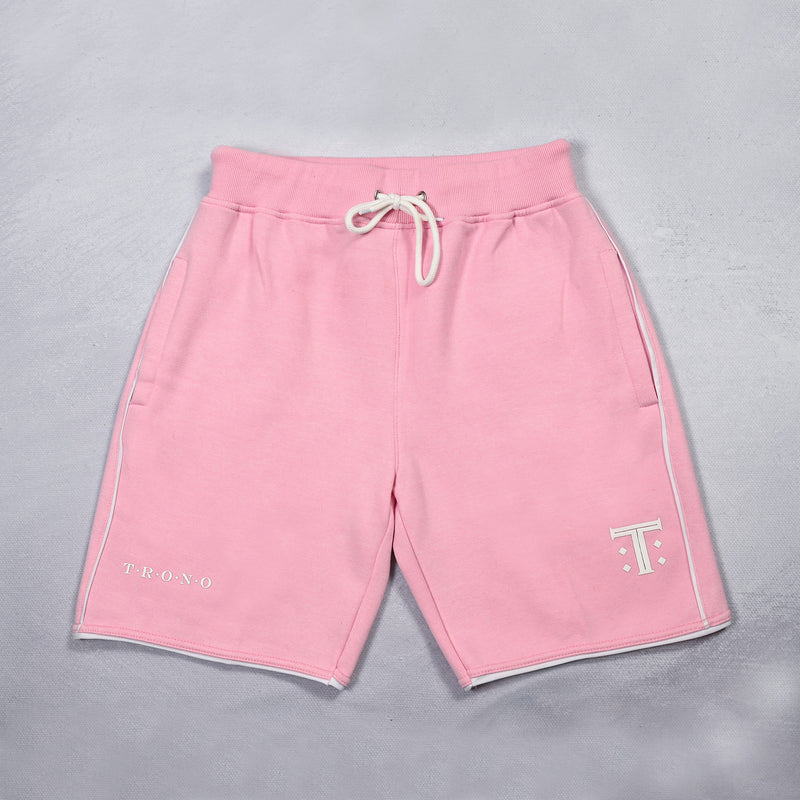 Roze loungeshort met witte bies