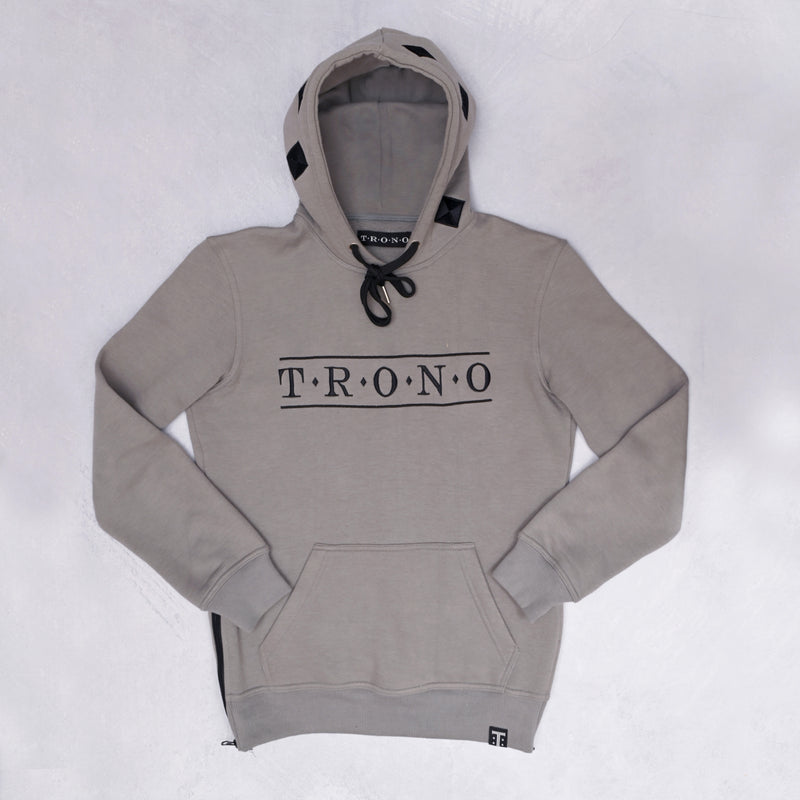 Grey Hoodie with Black Diamond Embroidered Hood