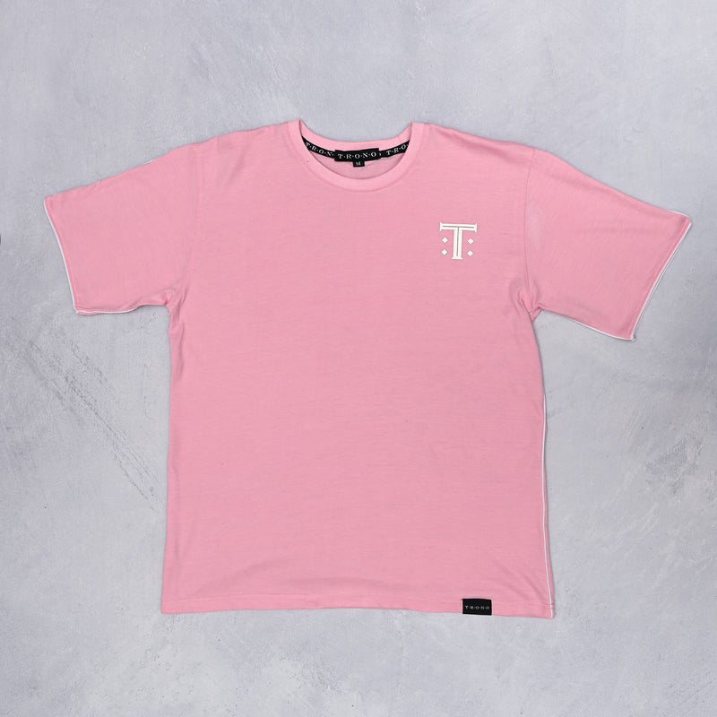 Roze T-shirt met witte bies