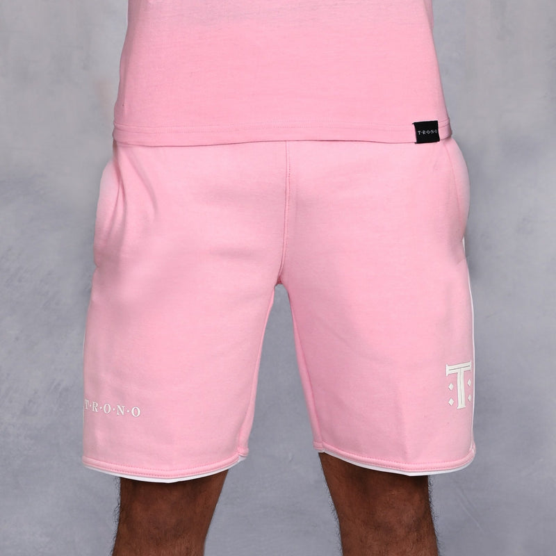 Roze loungeshort met witte bies