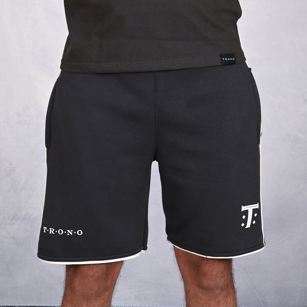 Dark Grey Lounging Shorts with White Piping