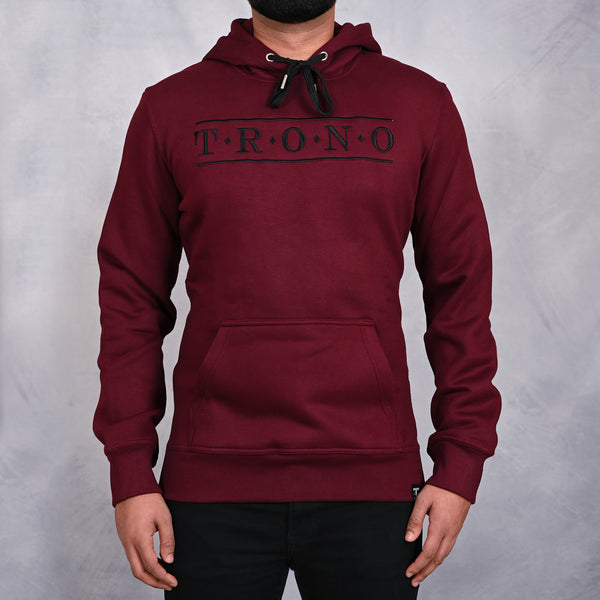 Burgundy Hoodie with Black Diamond Embroidered Hood