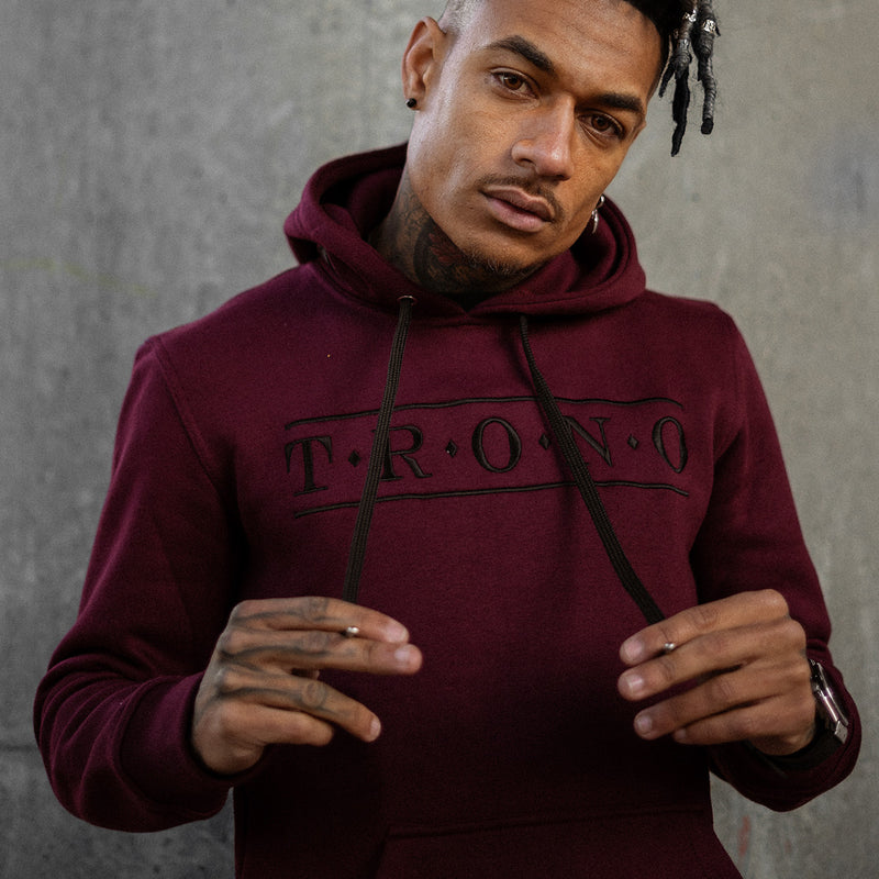 Burgundy Hoodie with Black Diamond Embroidered Hood